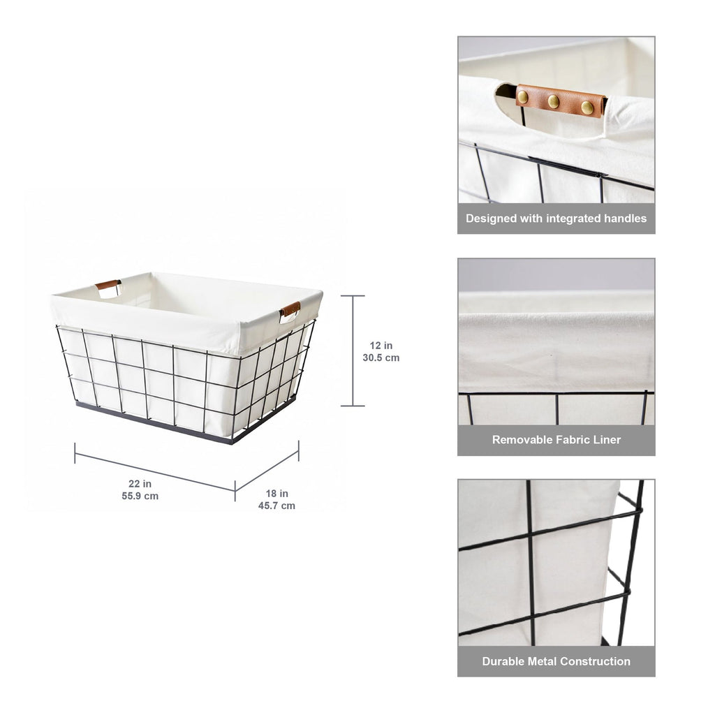 Black and Natural Rectangular Laundry Basket
