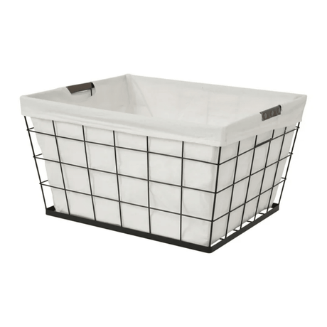60L Rectangular Steel Laundry Basket – Black & Natural