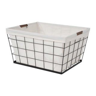 Black and Natural Rectangular Laundry Basket