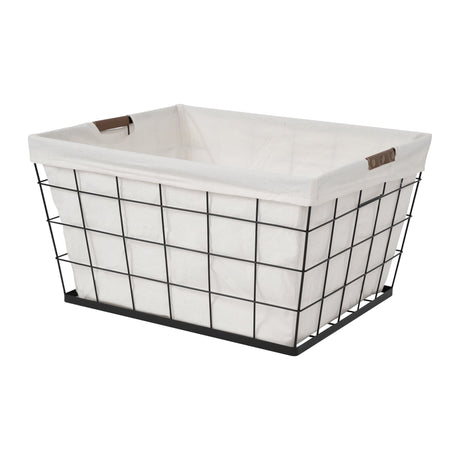 Black and Natural Rectangular Laundry Basket
