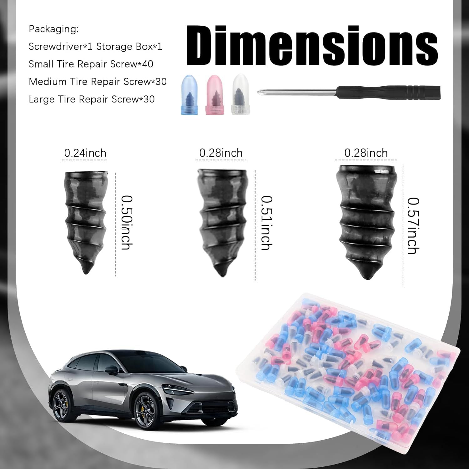 60-Piece Screw-Type Tire Plug Kit – Self-Service Tire Repair