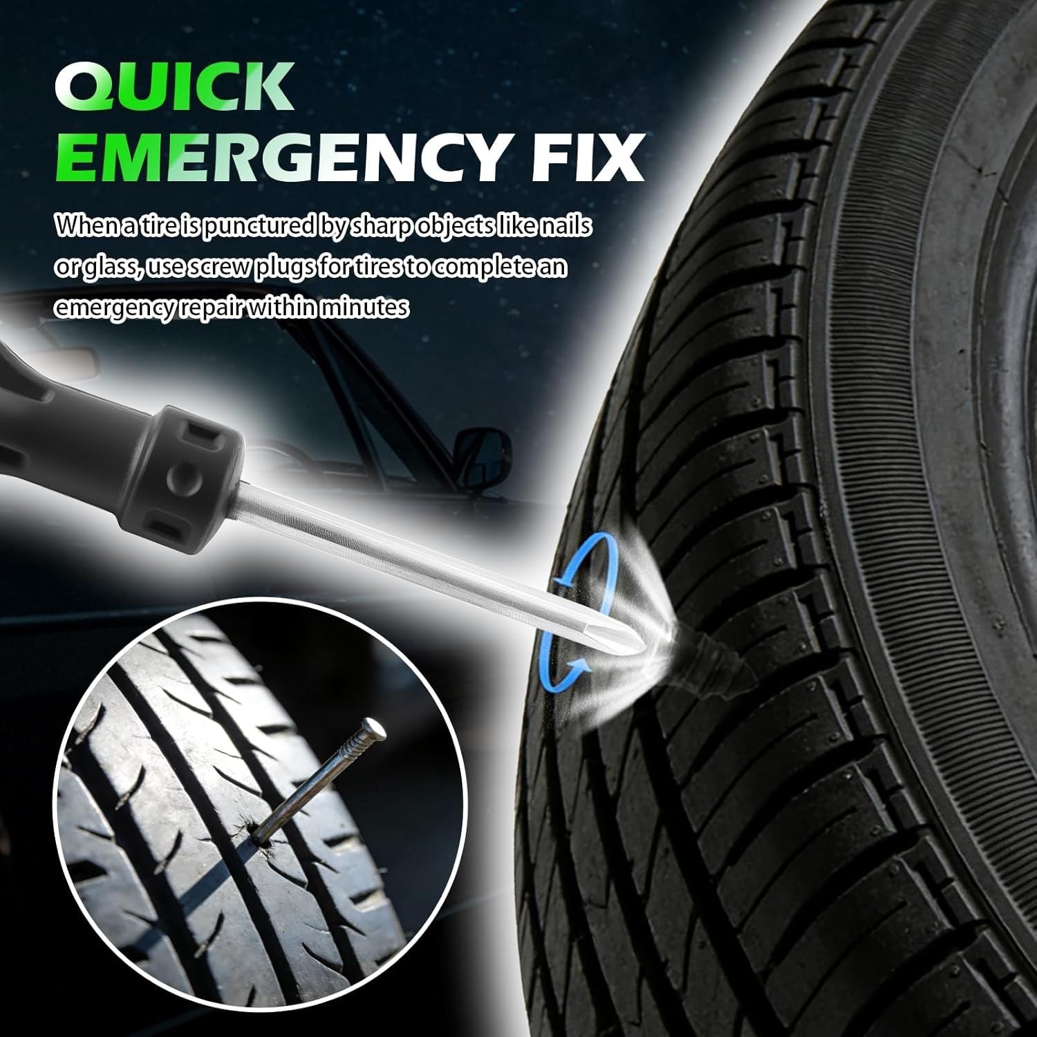60-Piece Screw-Type Tire Plug Kit – Self-Service Tire Repair