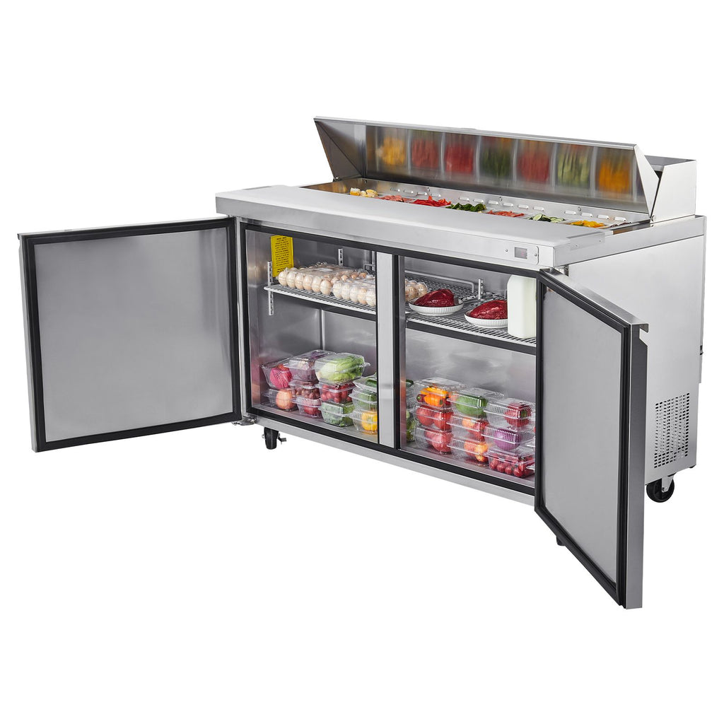 15.4 cu.. Commercial Sandwich Prep Table with 16 Pans and Cutting Board