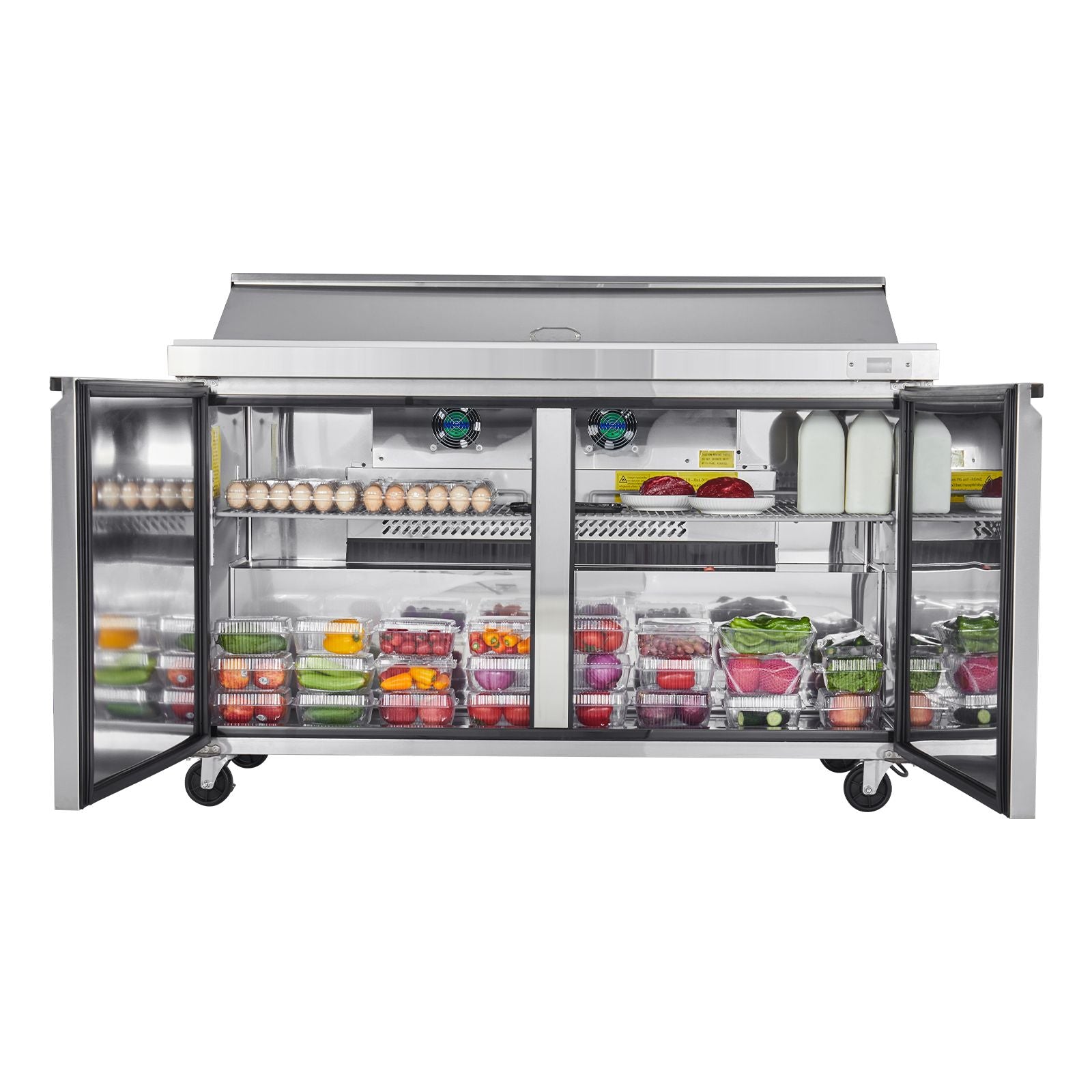 15.4 cu.. Commercial Sandwich Prep Table with 16 Pans and Cutting Board