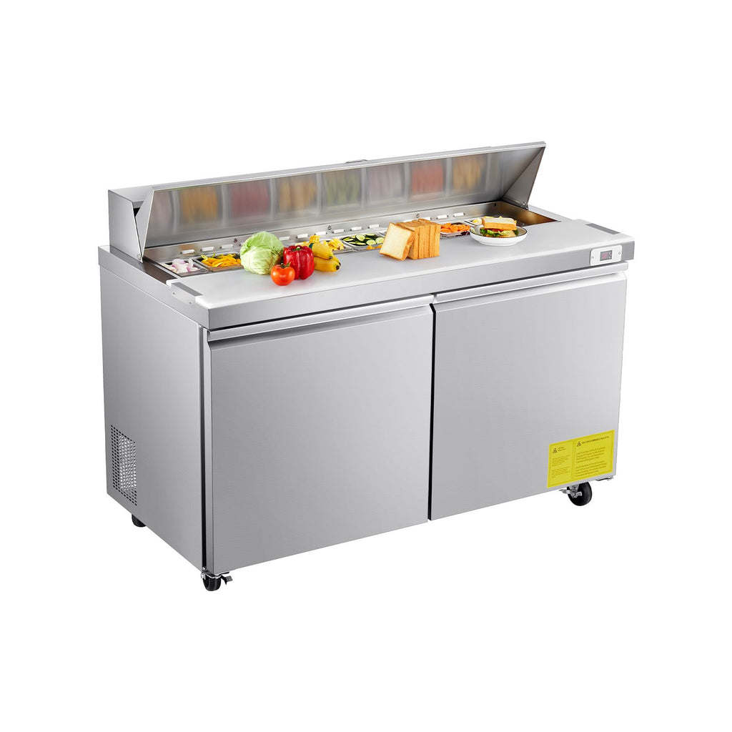 15.4 cu.. Commercial Sandwich Prep Table with 16 Pans and Cutting Board