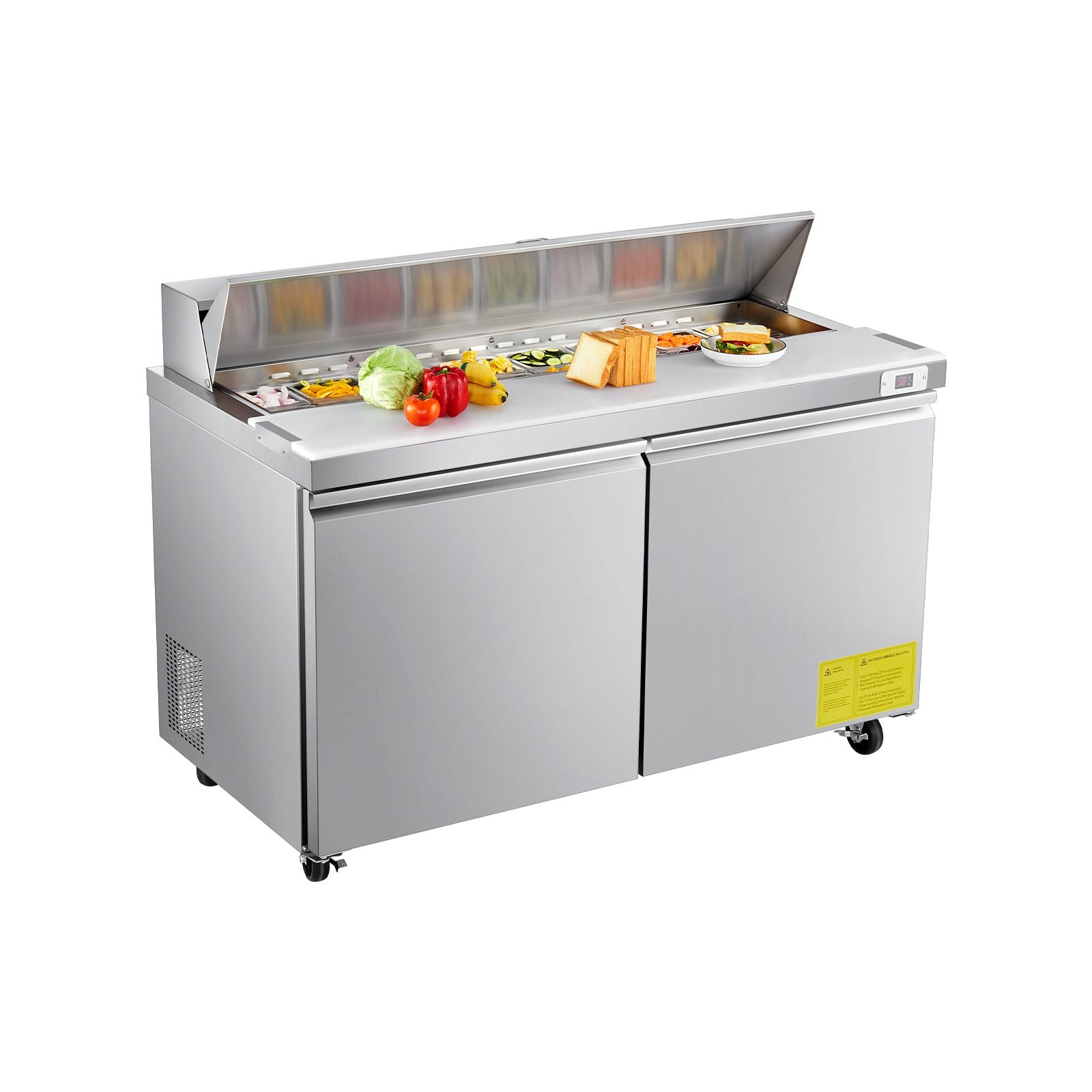 15.4 cu.. Commercial Sandwich Prep Table with 16 Pans and Cutting Board