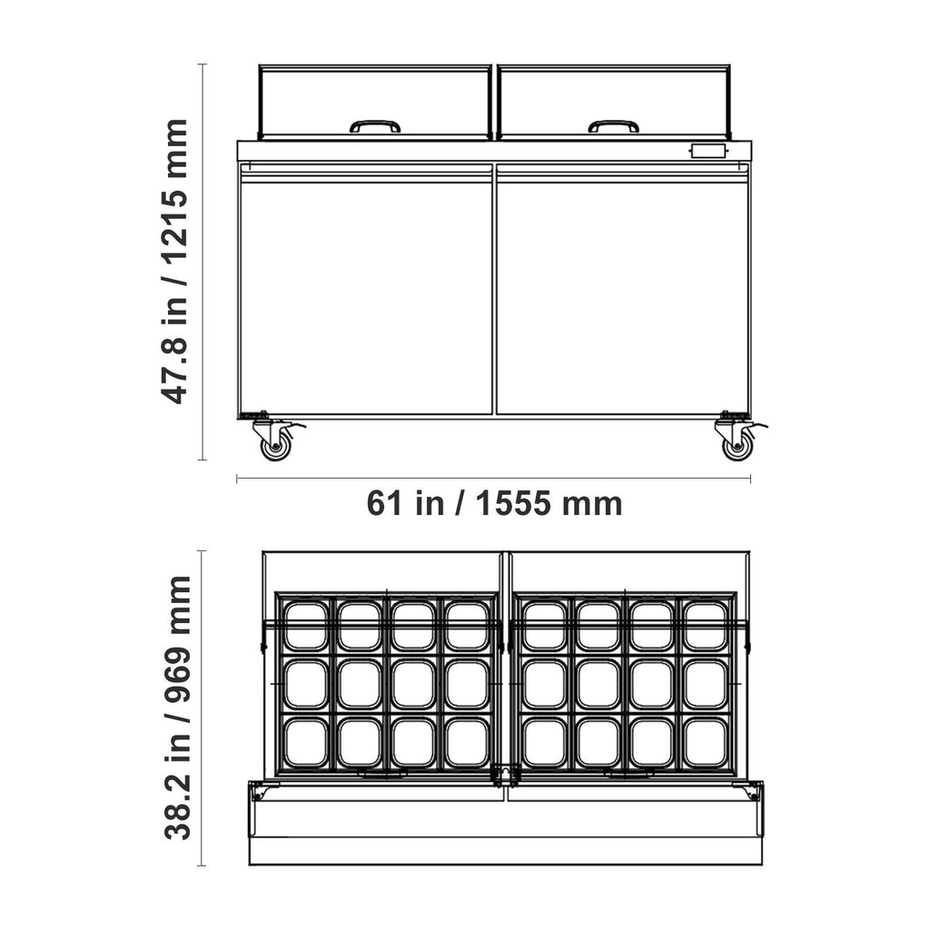 Commercial Mega-Top Refrigerated Prep Table
