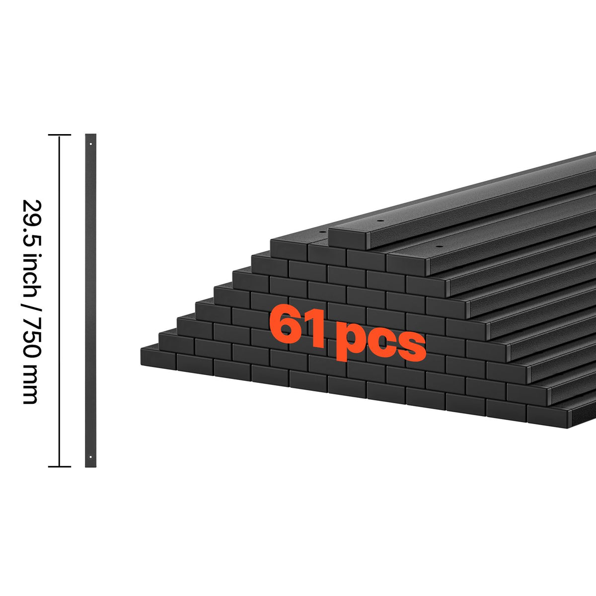 Galvanized Steel Deck Balusters 61-Pack for Railings, Pre-Drilled, Black