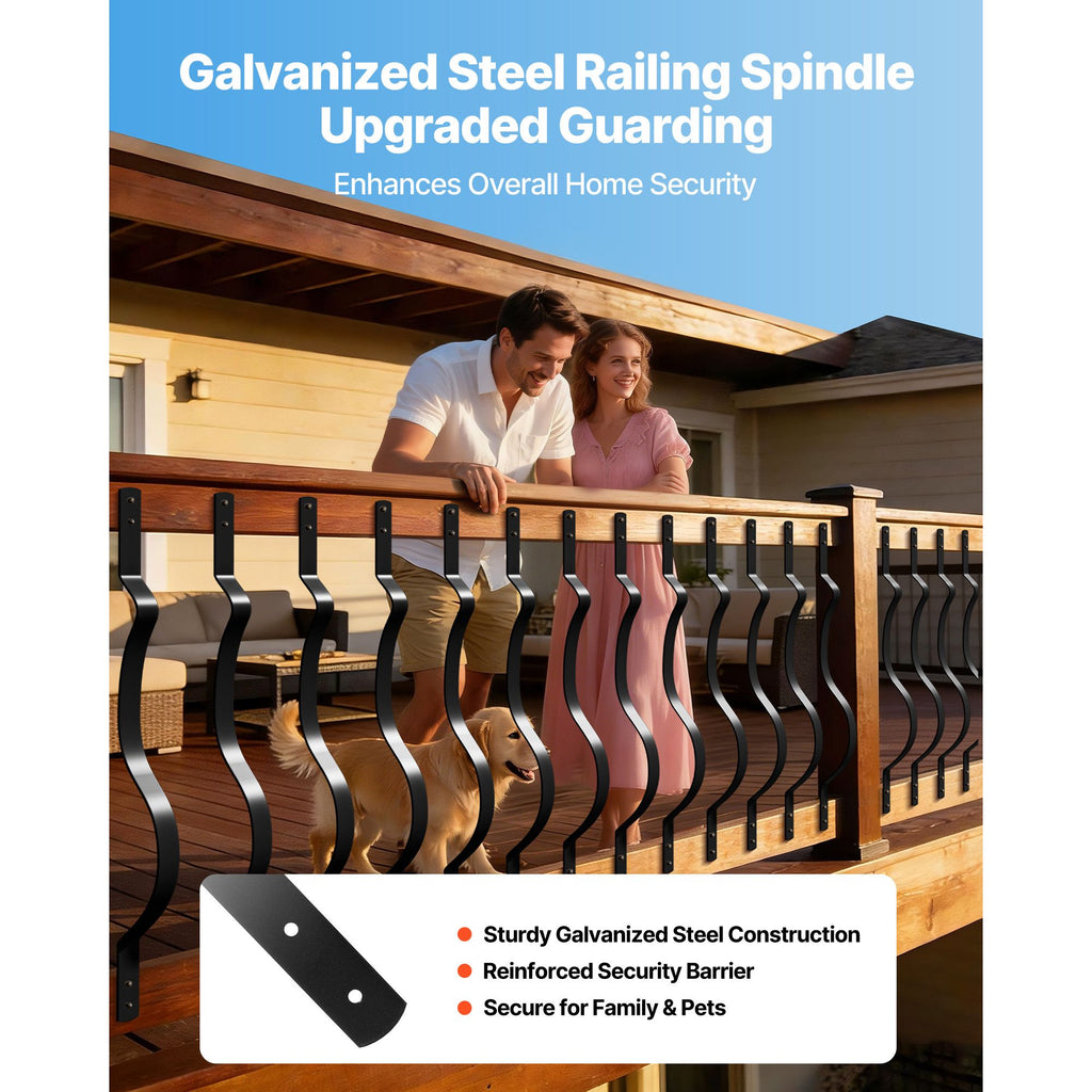 Wavy Metal Deck Balusters with Screws for Outdoor Railing