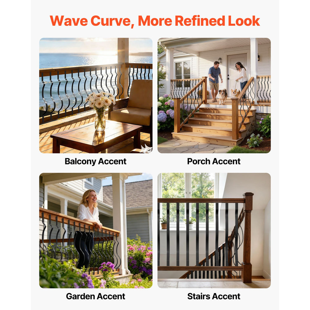 Wavy Metal Deck Balusters with Screws for Outdoor Railing
