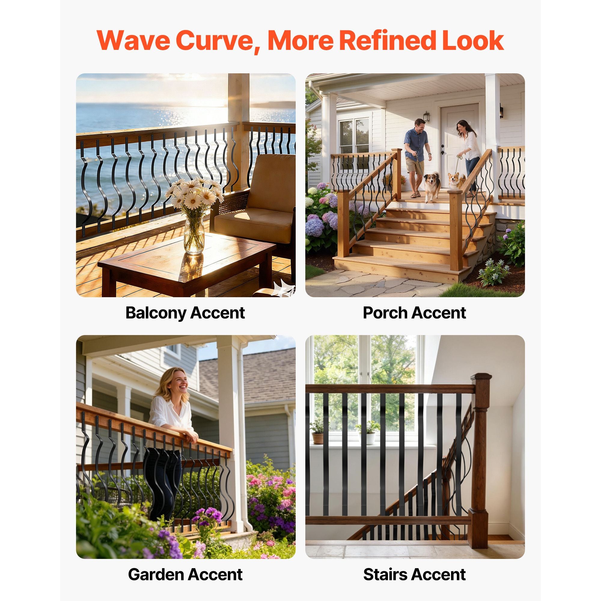 Wavy Metal Deck Balusters with Screws for Outdoor Railing