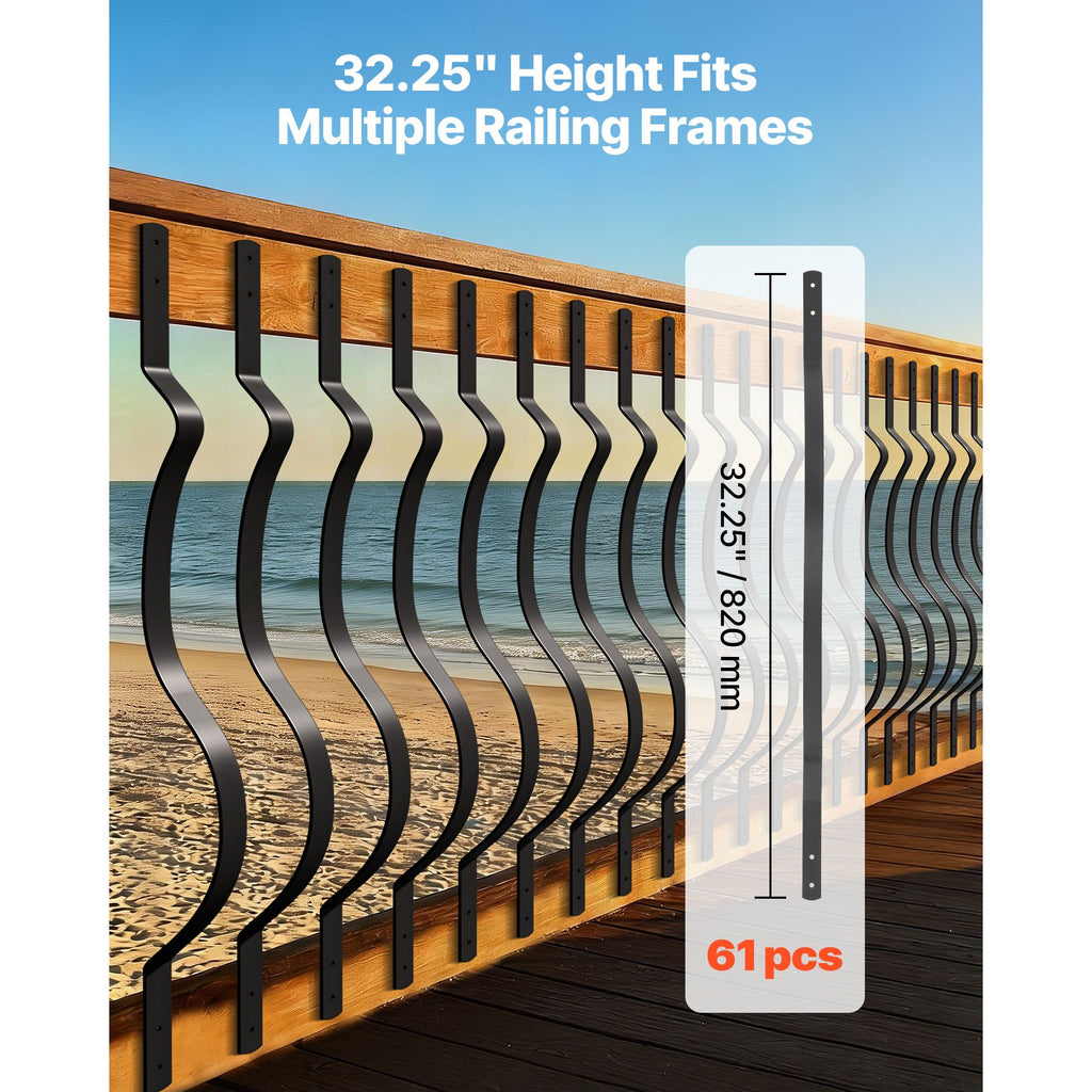 Wavy Metal Deck Balusters with Screws for Outdoor Railing