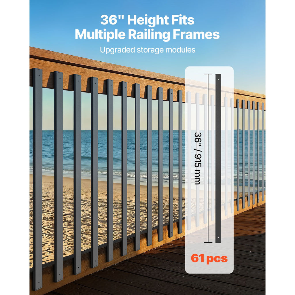 Galvanized Steel Deck Balusters 61-Pack for Secure Railing