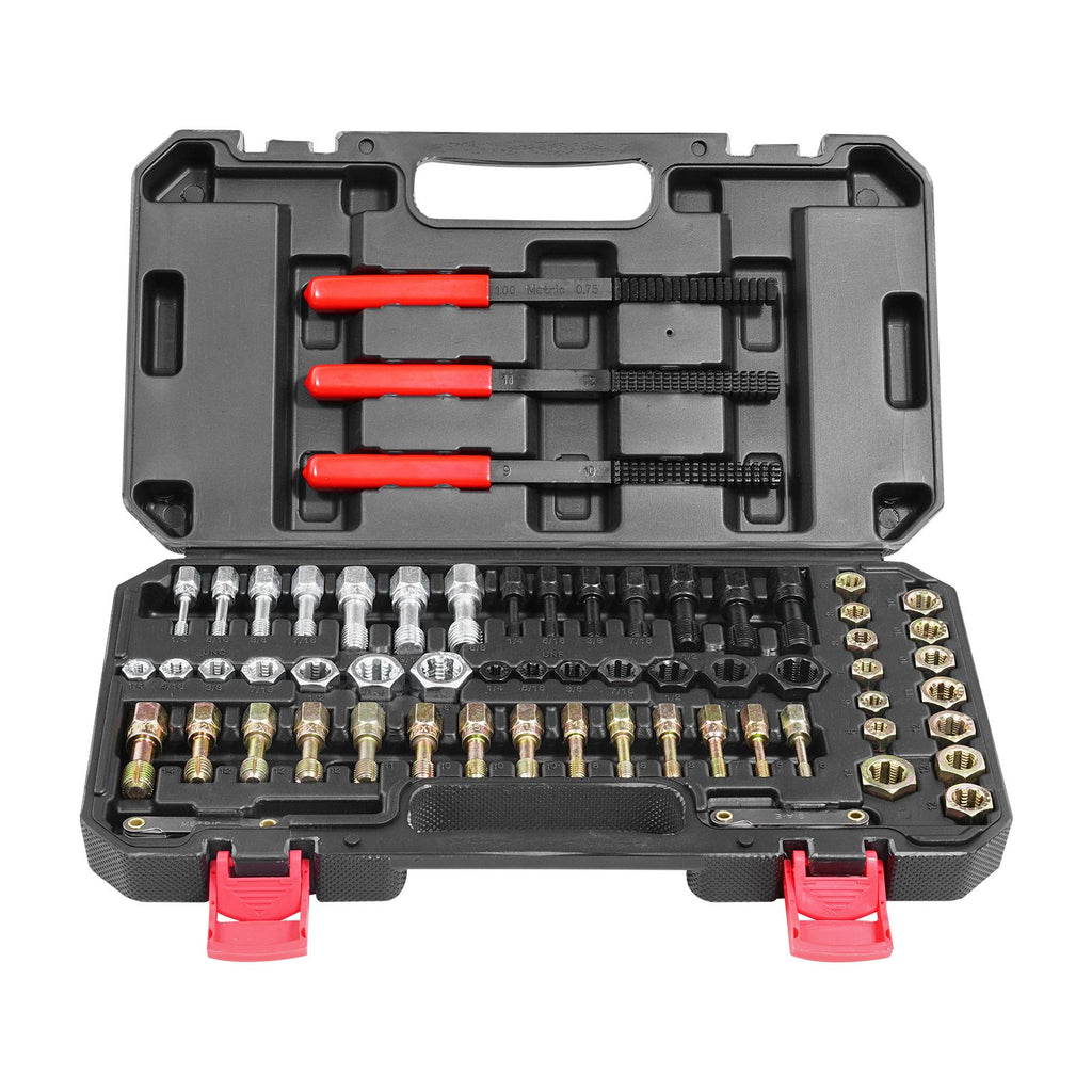 61-Piece Thread Chaser Set – UNC, UNF, and Metric Thread Restorer Kit with Storage Case