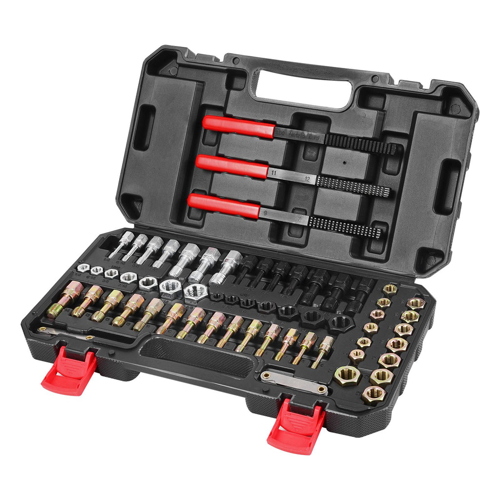 61-Piece Thread Chaser Set – UNC, UNF, and Metric Thread Restorer Kit with Storage Case