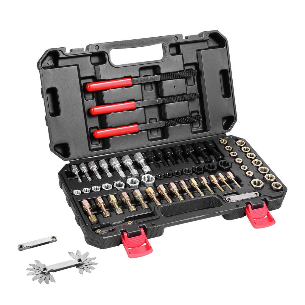61-Piece Thread Chaser Set – UNC, UNF, and Metric Thread Restorer Kit with Storage Case