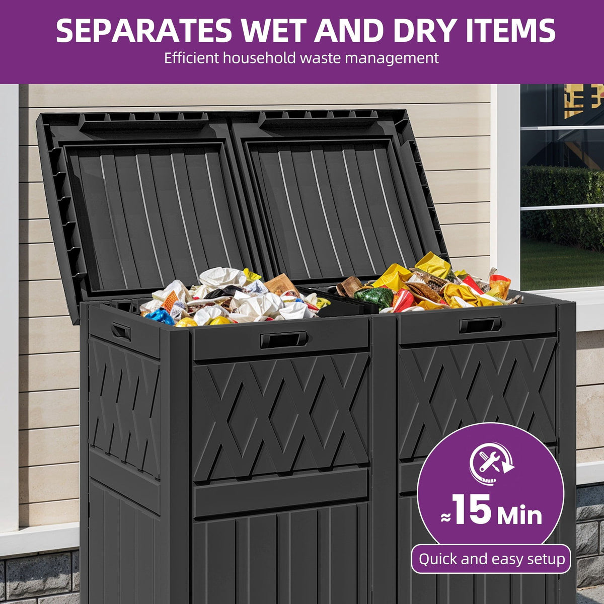 Dual-Compartment Outdoor Waste Bin