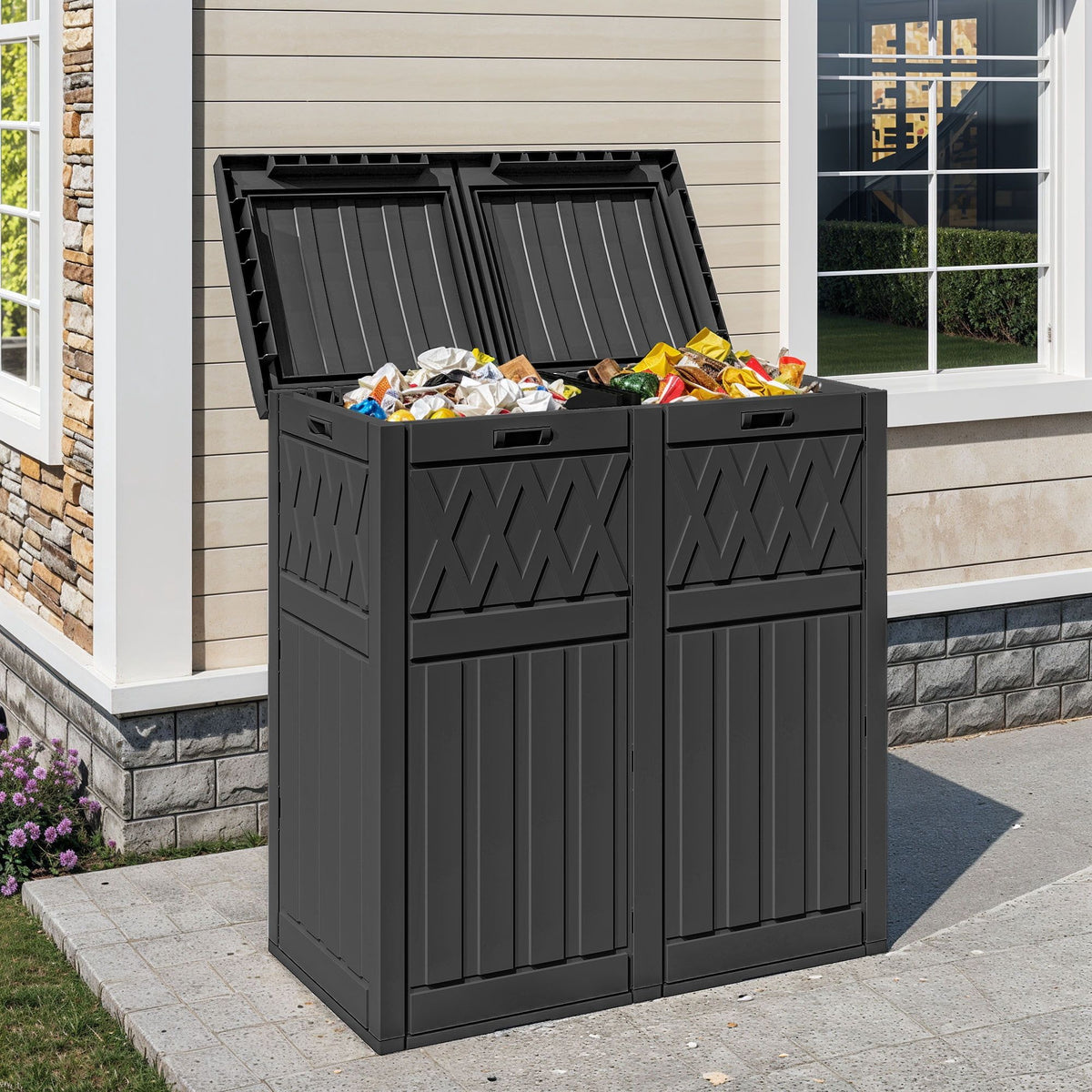 Dual-Compartment Outdoor Waste Bin