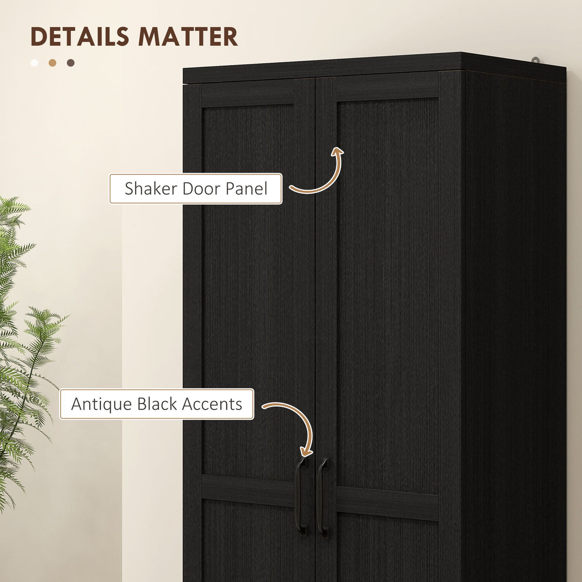 Two-Door Pantry Cabinet with Adjustable Shelves