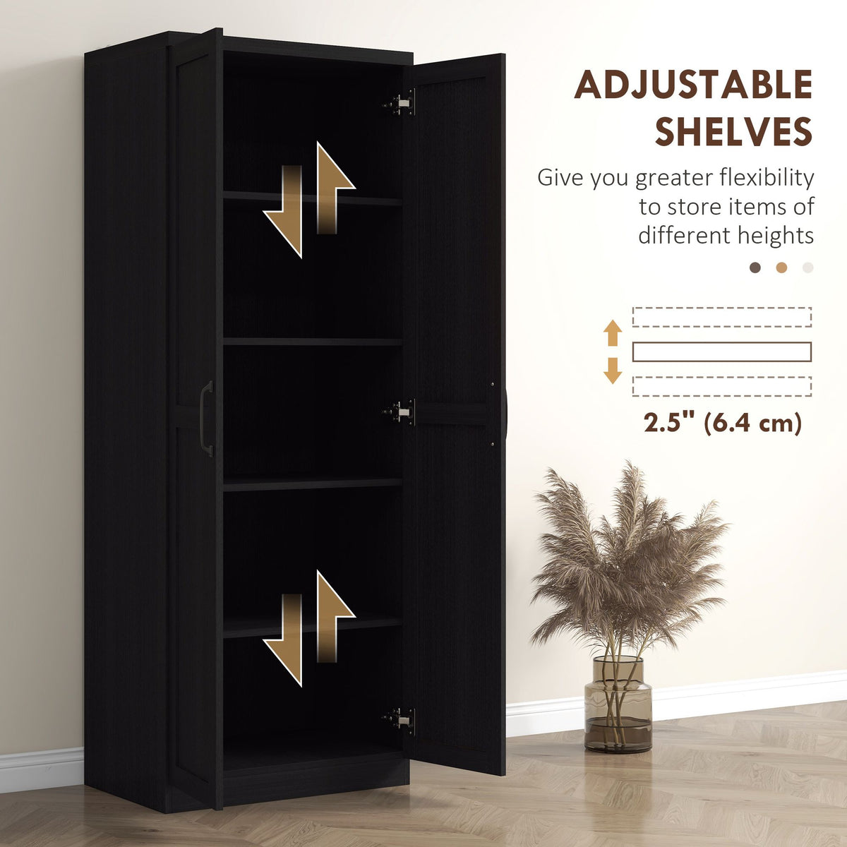 Two-Door Pantry Cabinet with Adjustable Shelves