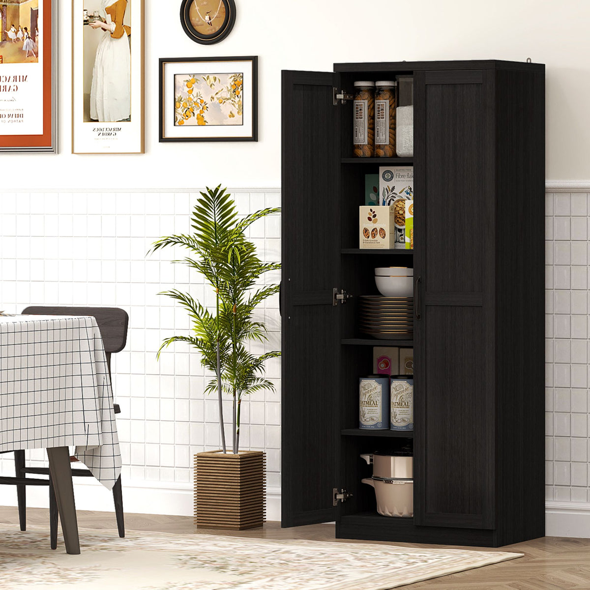 Two-Door Pantry Cabinet with Adjustable Shelves