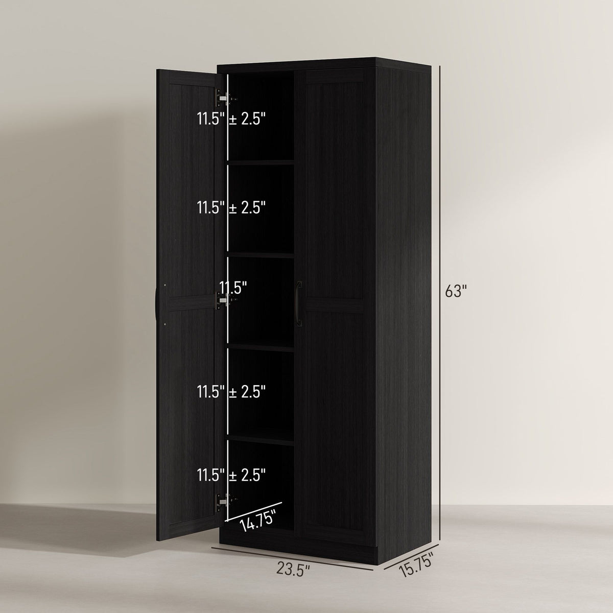 Two-Door Pantry Cabinet with Adjustable Shelves