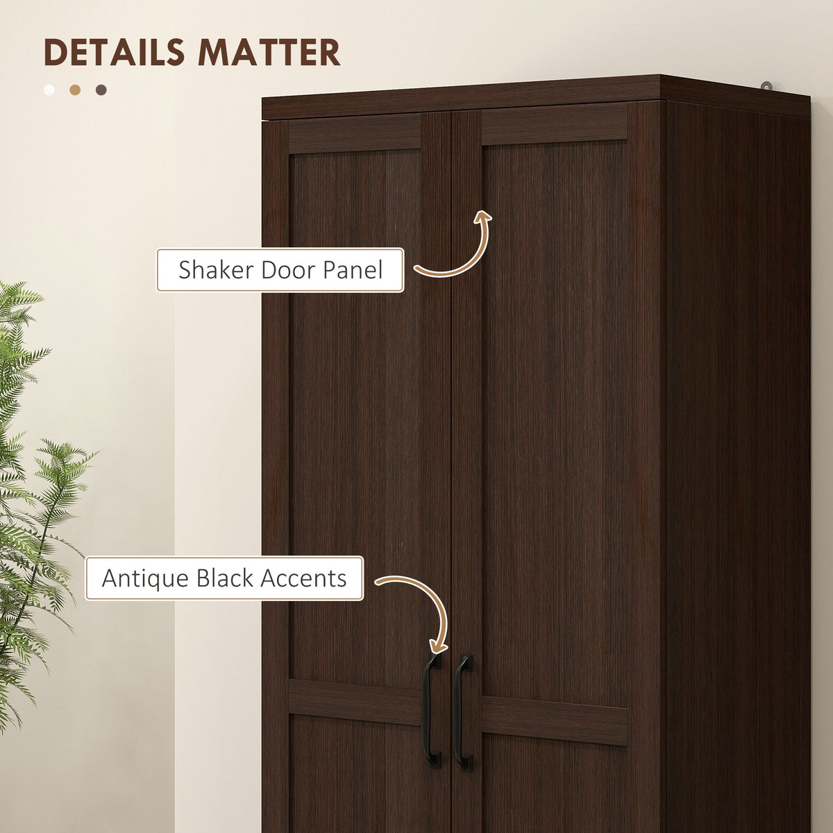 Five-Tier Pantry Cabinet with Adjustable Shelving