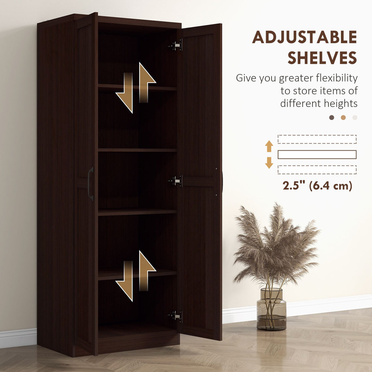 Five-Tier Pantry Cabinet with Adjustable Shelving