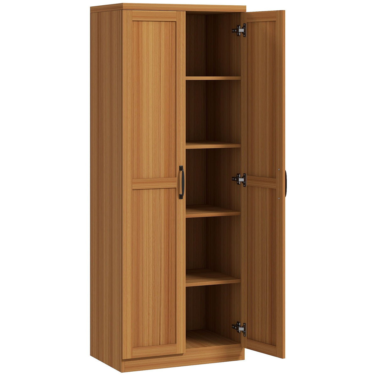 2-Door Kitchen Pantry Cabinet with Adjustable Shelves, Cinnamon Teak