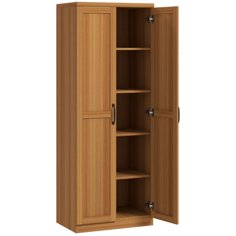 2-Door Kitchen Pantry Cabinet with Adjustable Shelves, Cinnamon Teak