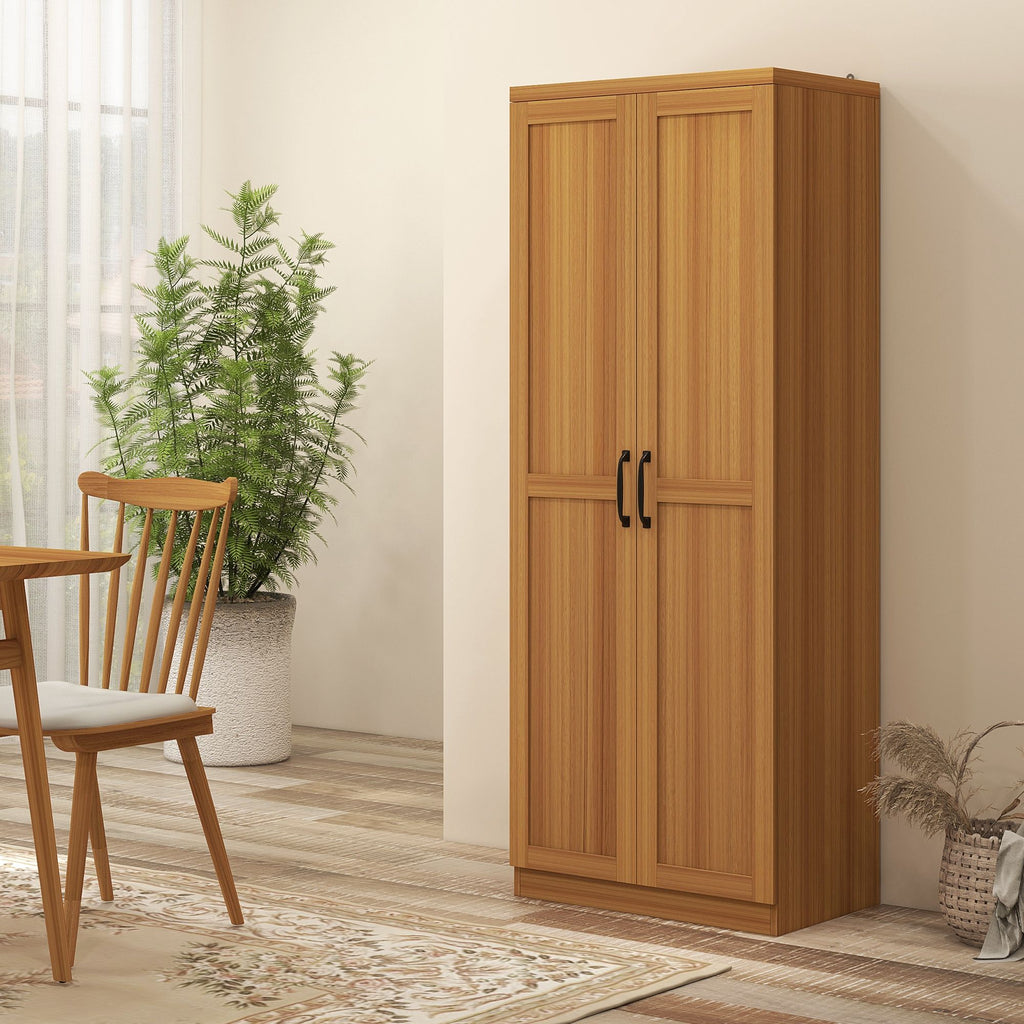 2-Door Kitchen Pantry Cabinet with Adjustable Shelves, Cinnamon Teak
