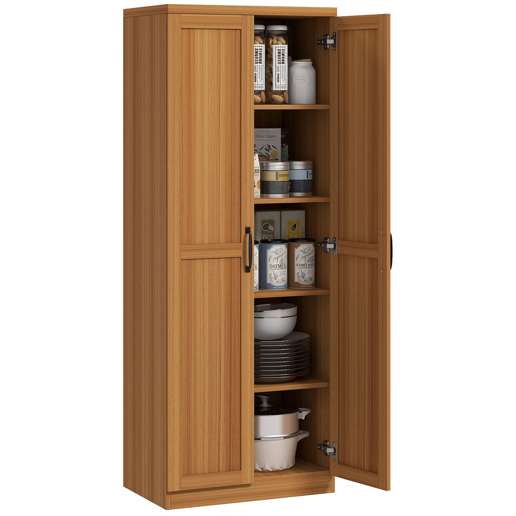 2-Door Kitchen Pantry Cabinet with Adjustable Shelves, Cinnamon Teak
