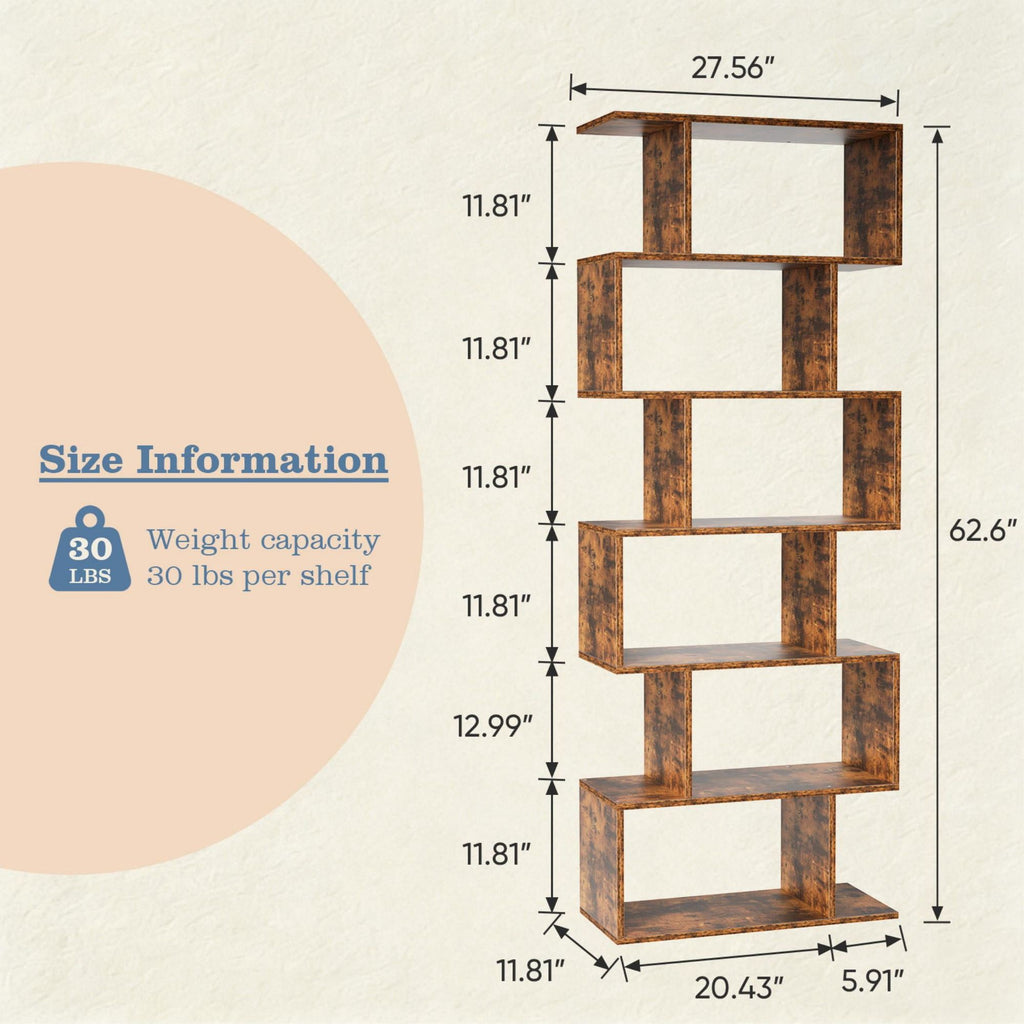 Modern Five-Tier Bookshelf for Display and Storage