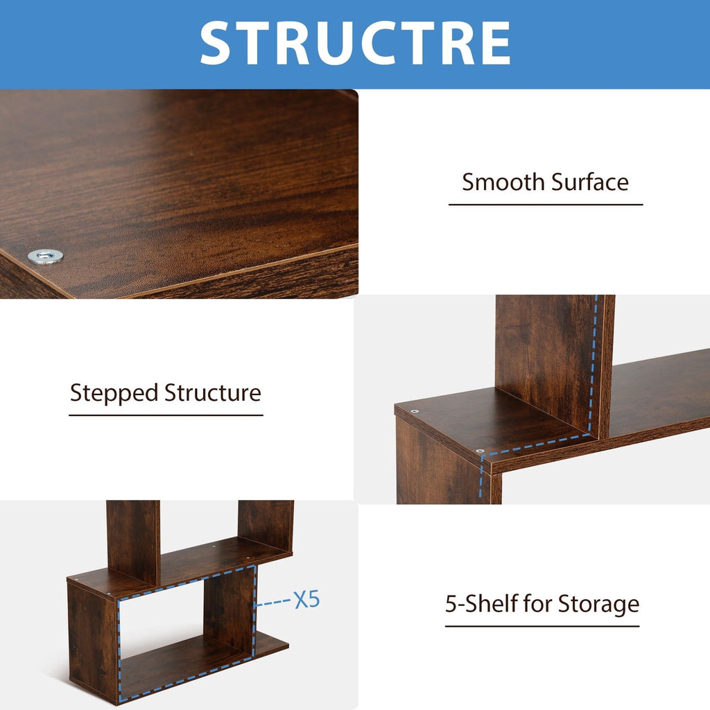 Modern Five-Tier Bookshelf for Display and Storage