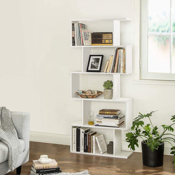 5-Tier Bookshelf Organizer for Home Office, Stylish Display Storage Shelf Stand, White