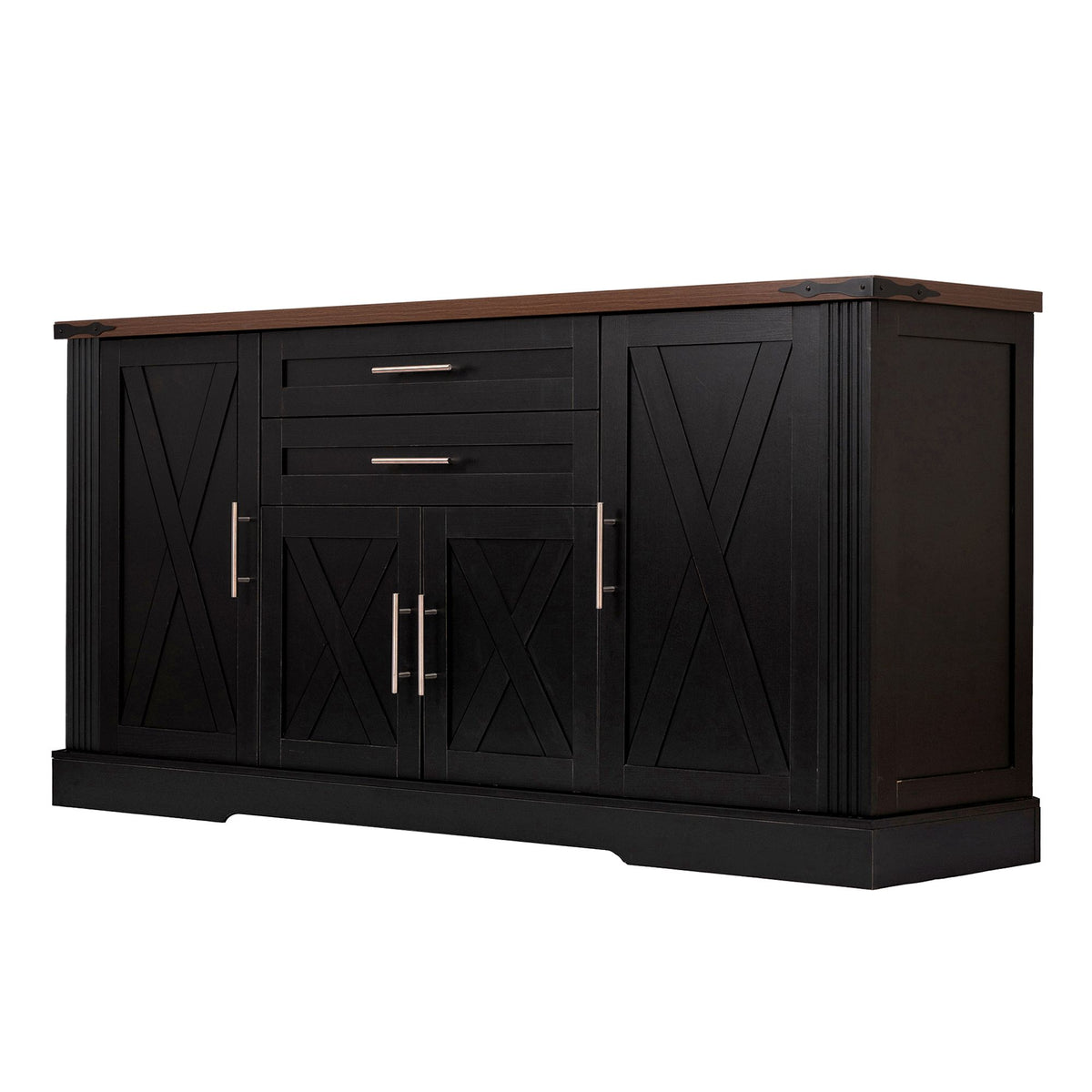 Farmhouse Barn Door Buffet and Coffee Bar Cabinet