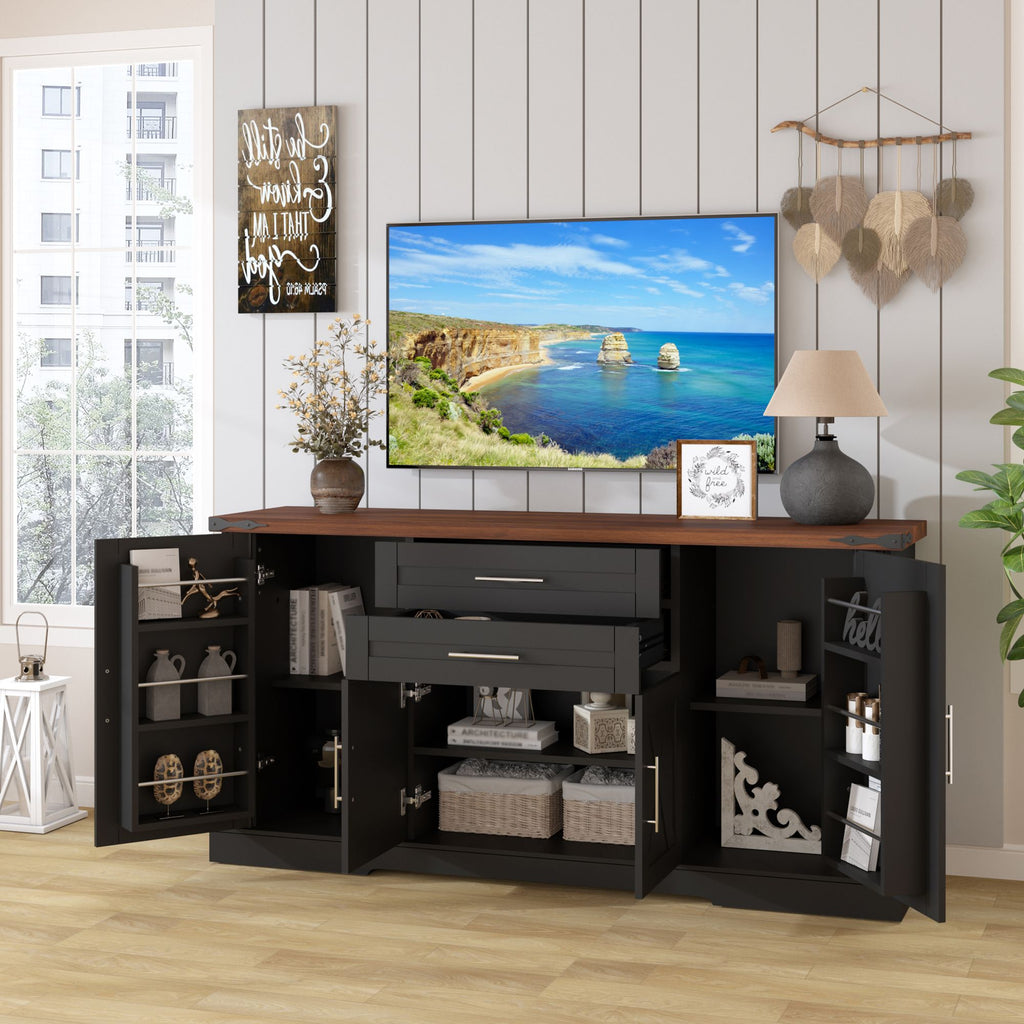 Farmhouse Barn Door Buffet and Coffee Bar Cabinet