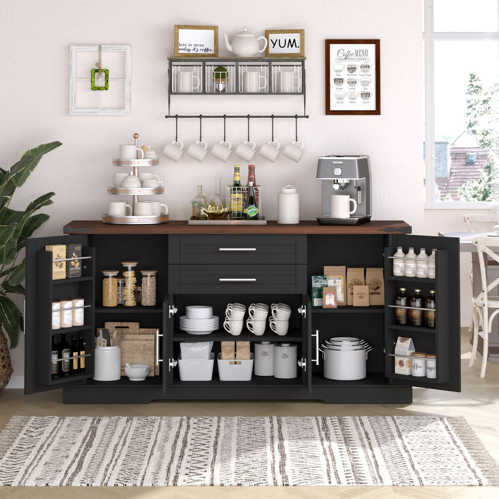 Farmhouse Barn Door Buffet and Coffee Bar Cabinet