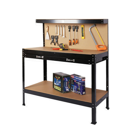 Tool Workbench with Pegboard and Storage Drawer
