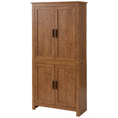 4-Door Kitchen Pantry, Freestanding Storage Cabinet with 3 Adjustable Shelves for