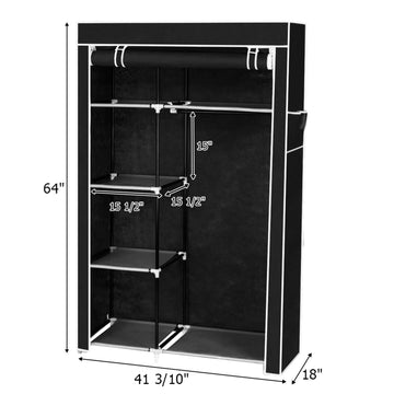 Portable Closet Organizer with Hanging Rod and Shelves