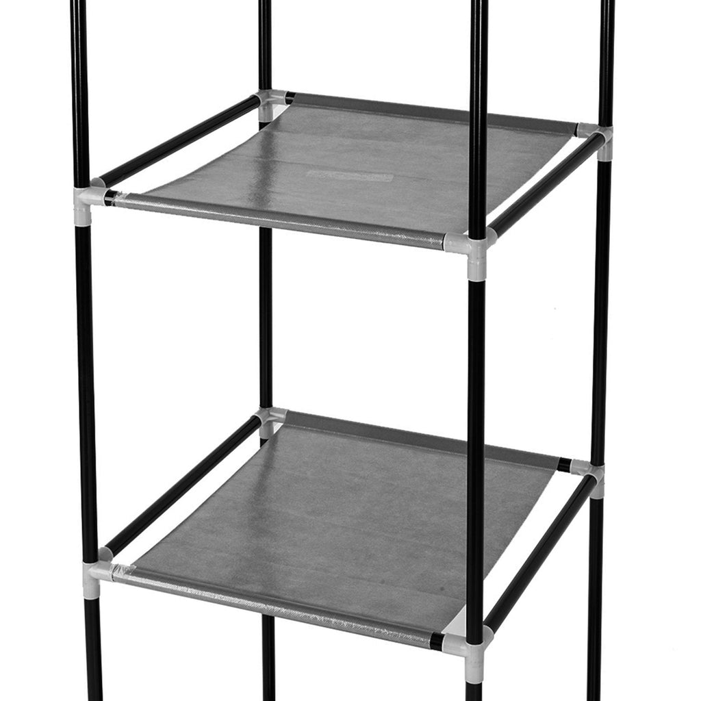 Portable Closet Organizer with Hanging Rod and Shelves