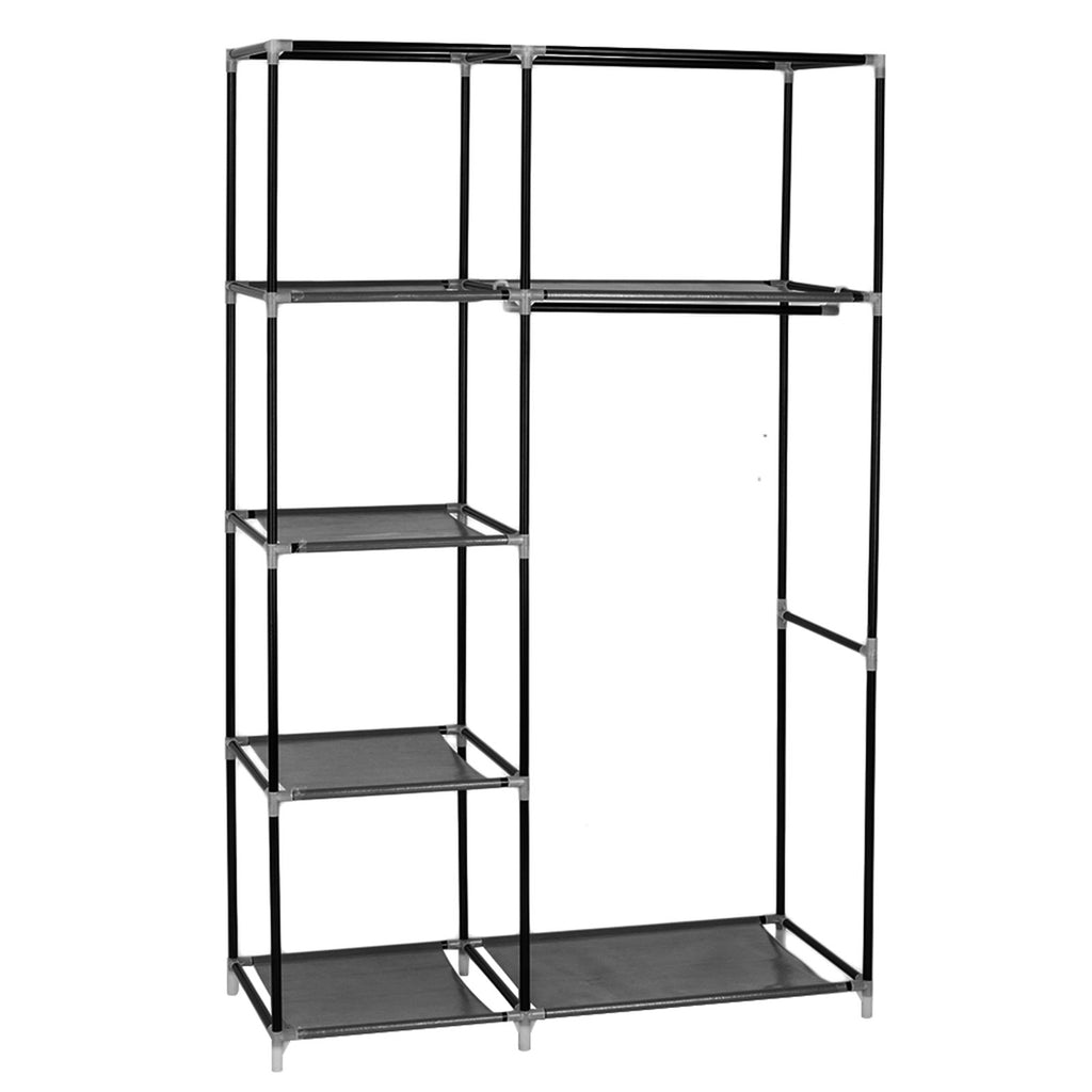 Portable Closet Organizer with Hanging Rod and Shelves