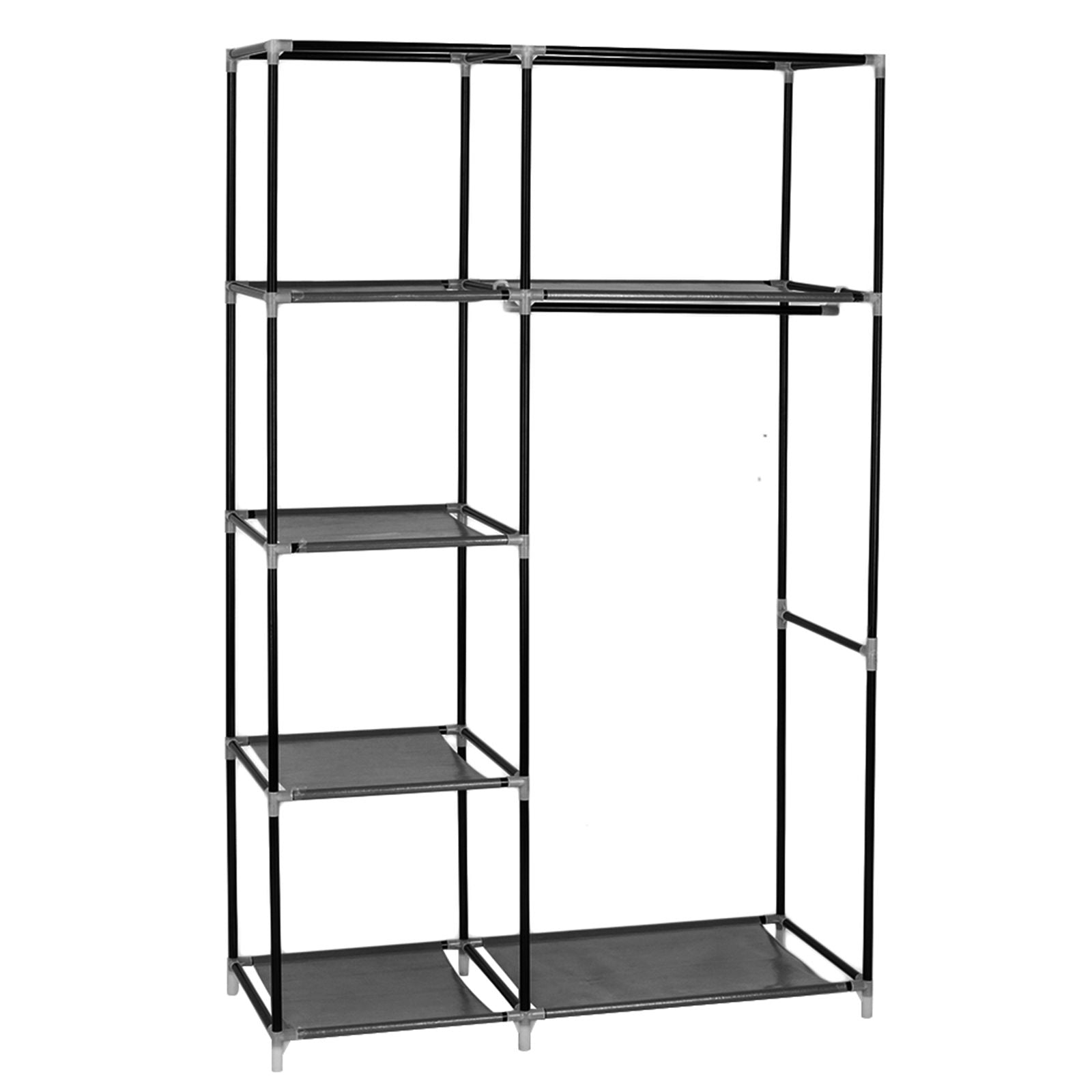Portable Closet Organizer with Hanging Rod and Shelves