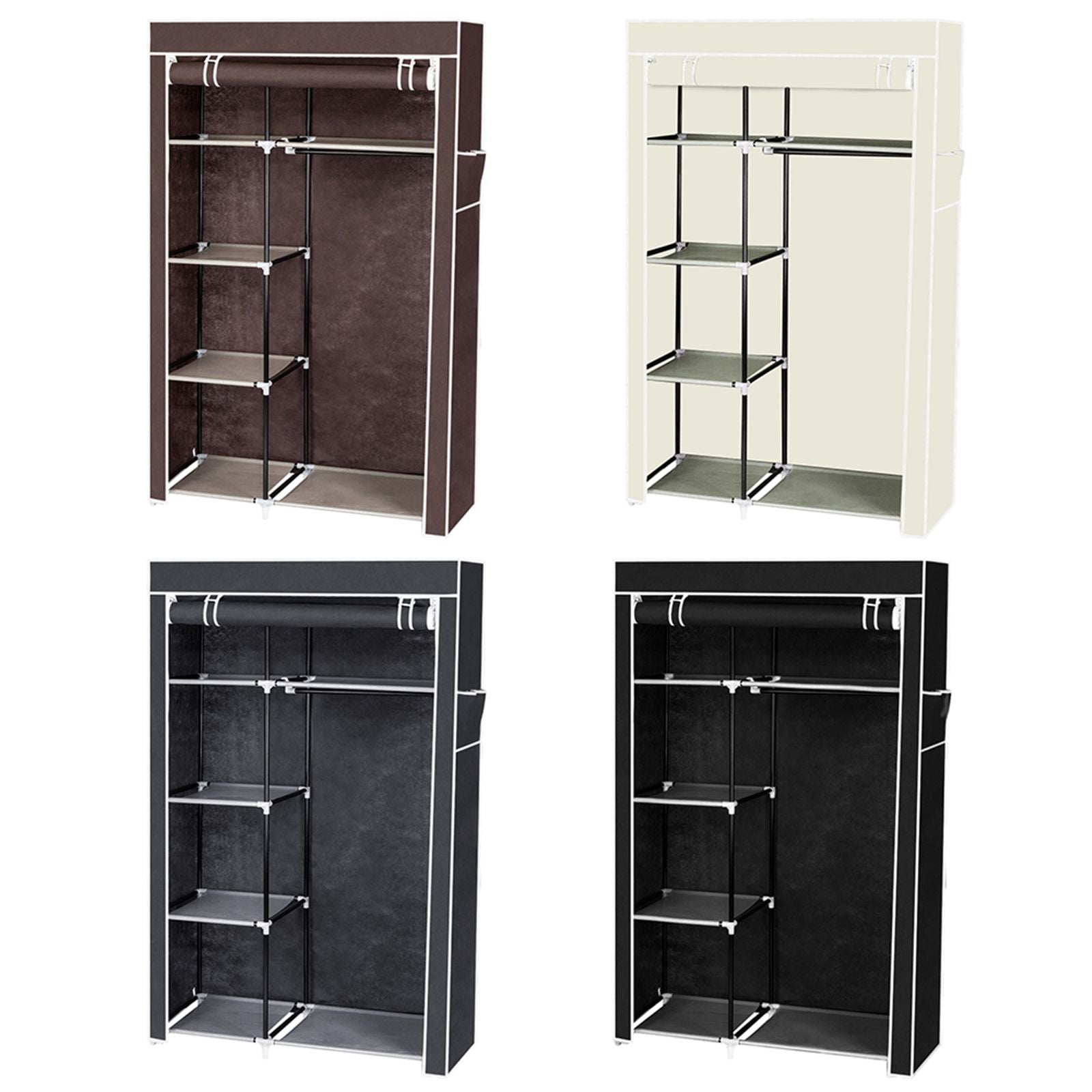 Portable Closet Organizer with Hanging Rod and Shelves
