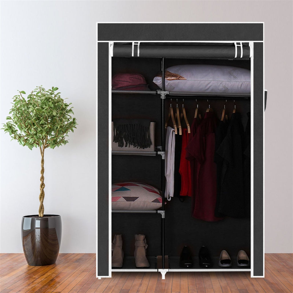 Portable Closet Organizer with Hanging Rod and Shelves