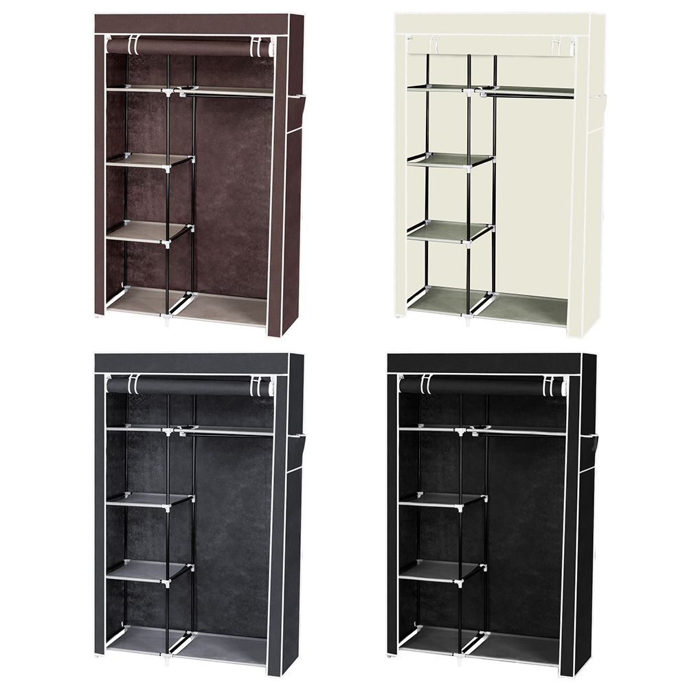 64" Portable Closet Organizer with Shelves and Hanging Rod