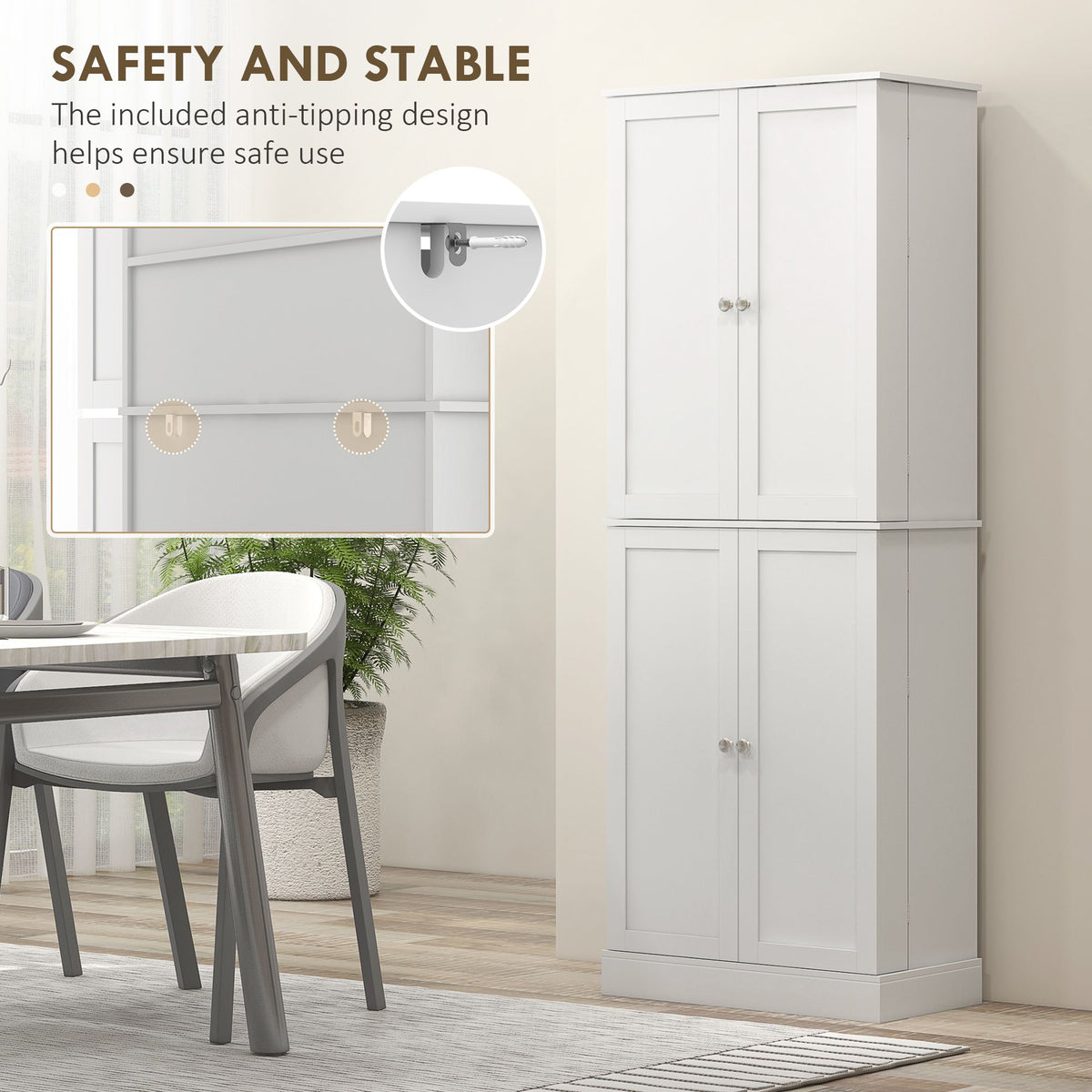 Kitchen Cabinet, Kitchen Pantry Cabinet with 4 Doors and 16 Door Shelves for Dining