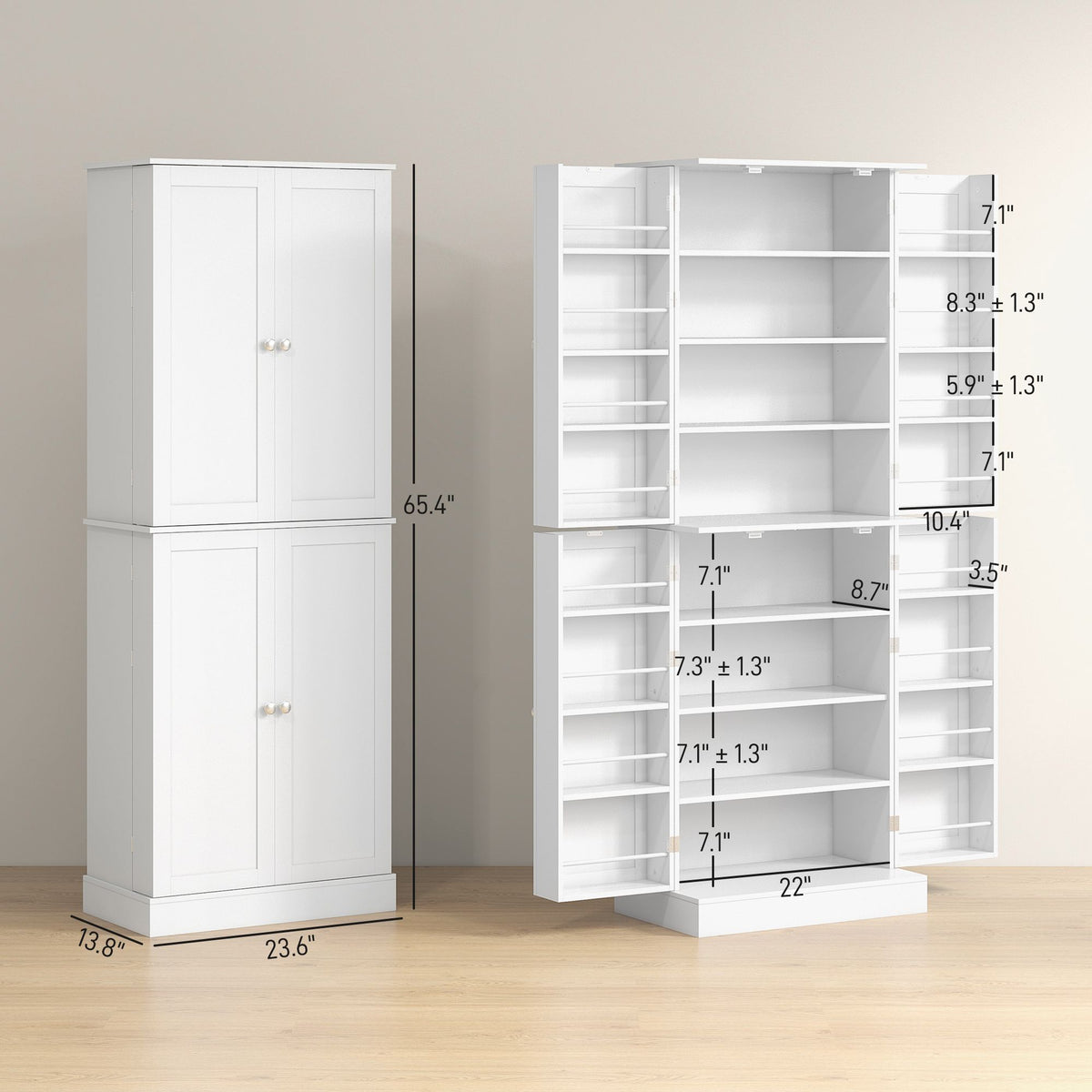 Kitchen Cabinet, Kitchen Pantry Cabinet with 4 Doors and 16 Door Shelves for Dining