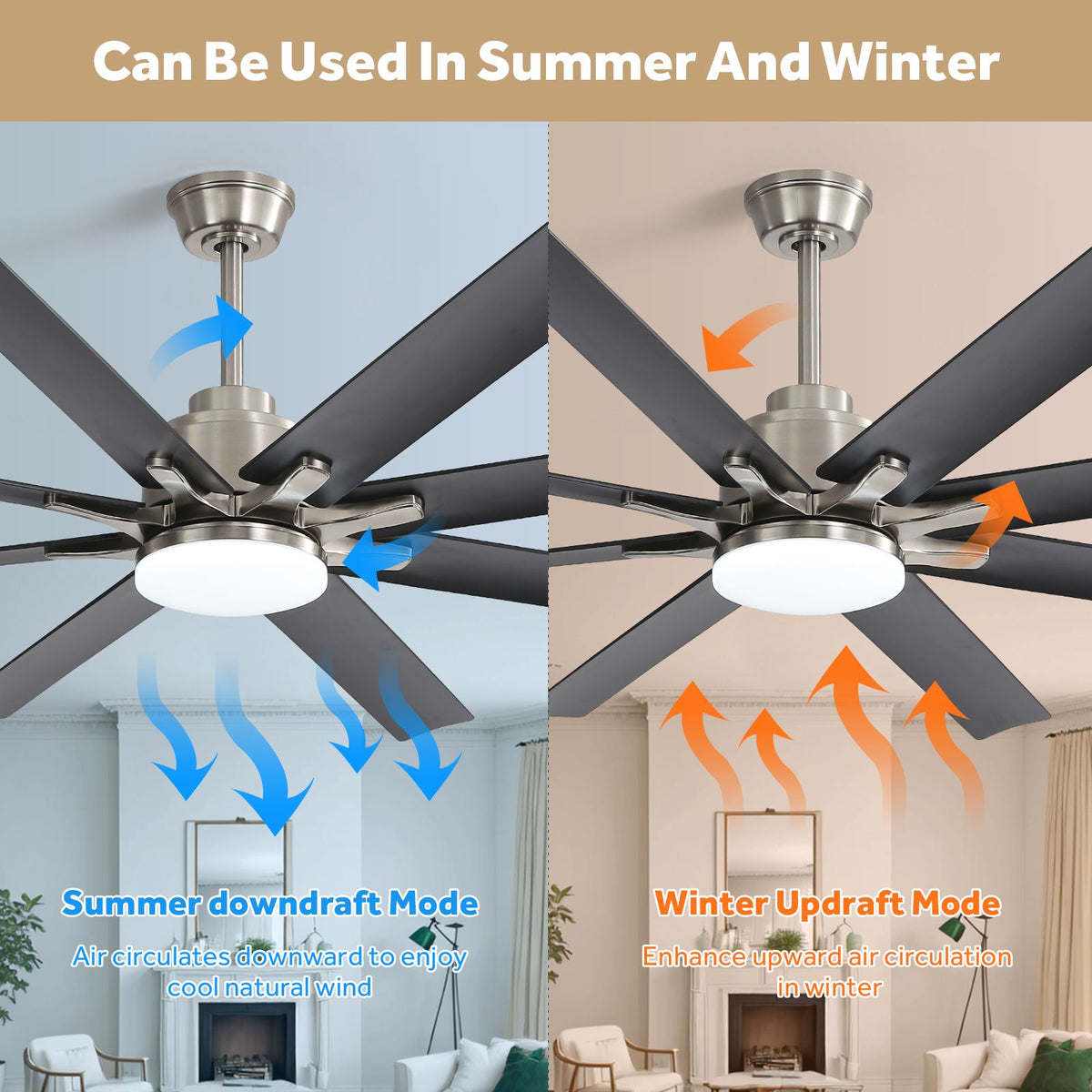 66- Smart Ceiling Fan with Dimmable LED and Voice Control